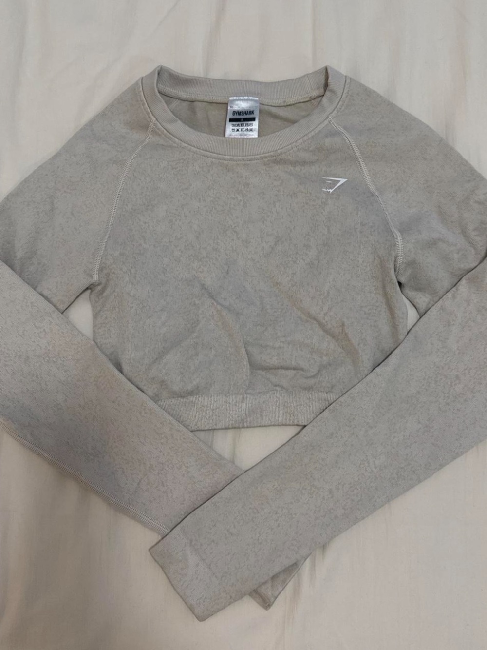 Gymshark Women's Long Sleeve Cropped Top in Heather Taupe